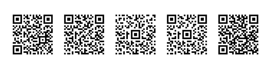 Fototapeta premium Set QR code icon. Sample of vector QR code for scanning a smartphone, isolated on a white background. Qr code scan information icon. Special identity code sign. Vector illustration. Eps 10