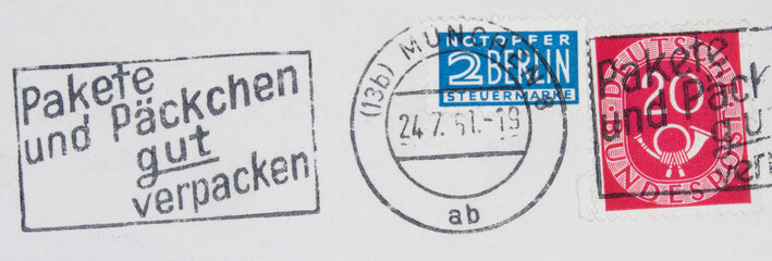 briefmarke stamp gestempelt used frankiert cancel post letter mail brief vintage retro alt old...
