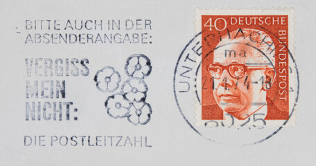 briefmarke stamp gestempelt used frankiert cancel post letter mail brief vintage retro alt old...