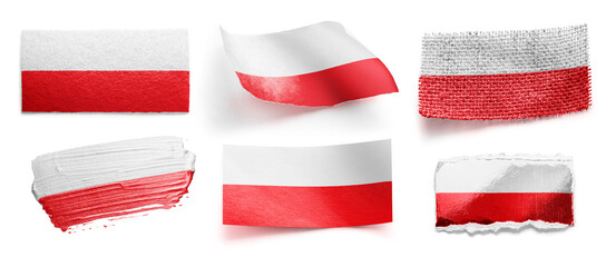 Set of the national flag of Poland on a white background