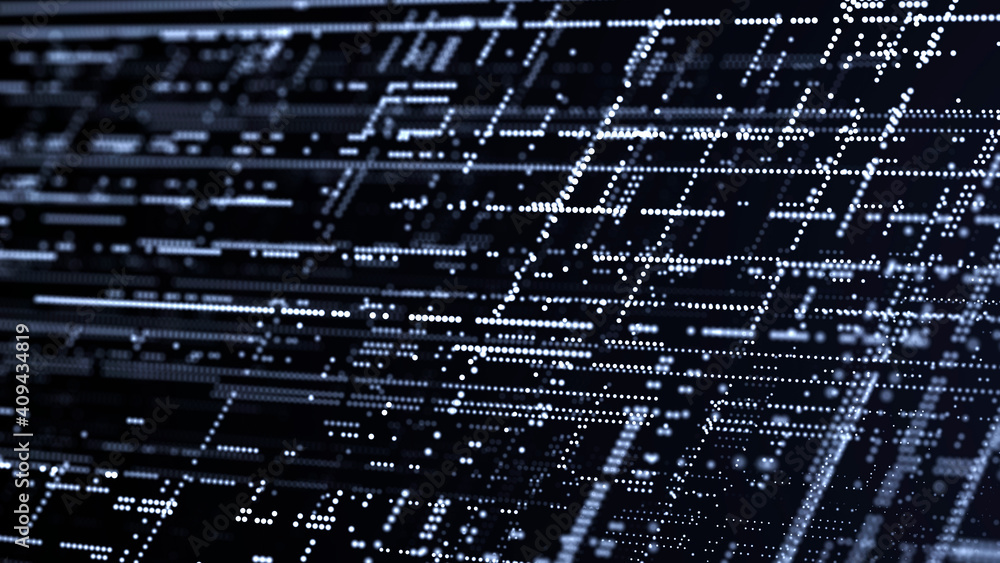 Aufkleber Abstract technology background. Big data digital code. Futuristic dots background. 3d rendering