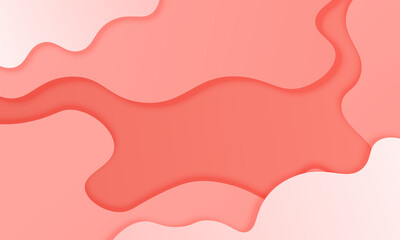 Abstract red gradient wave in paper style background.
