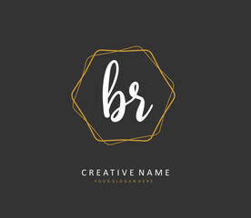 BR Initial letter handwriting and signature logo. A concept handwriting initial logo with template element.