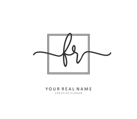 FR Initial letter handwriting and signature logo. A concept handwriting initial logo with template element.