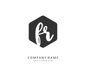 FR Initial letter handwriting and signature logo. A concept handwriting initial logo with template element.