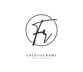FR Initial letter handwriting and signature logo. A concept handwriting initial logo with template element.