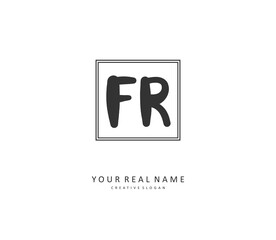 FR Initial letter handwriting and signature logo. A concept handwriting initial logo with template element.