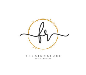 FR Initial letter handwriting and signature logo. A concept handwriting initial logo with template element.