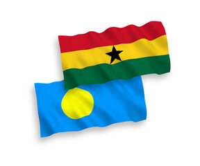 Flags of Palau and Ghana on a white background