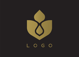 Abstract Luxury Flower Gold Vector Logo
