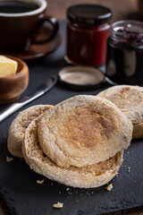English Muffins on a Slate Board