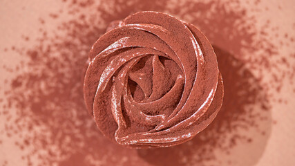 Delicate zephyr sprinkled with cocoa powder. Low-calorie marshmallows. Homemade dessert.