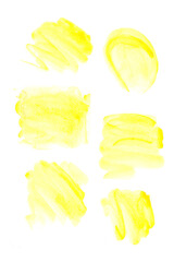watercolor yellow blots, streaks, splashes, spots. abstract paint strokes. texture.
