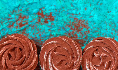 Delicate zephyr sprinkled with cocoa powder. Low-calorie marshmallows. Homemade dessert.