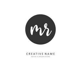 MR Initial letter handwriting and signature logo. A concept handwriting initial logo with template element.