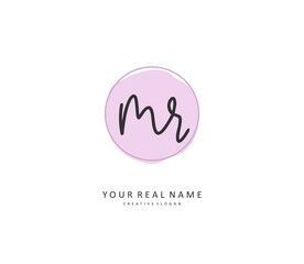 MR Initial letter handwriting and signature logo. A concept handwriting initial logo with template element.