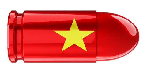 Bullet with Vietnamese flag, 3D rendering