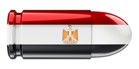 Bullet with Egyptian flag, 3D rendering