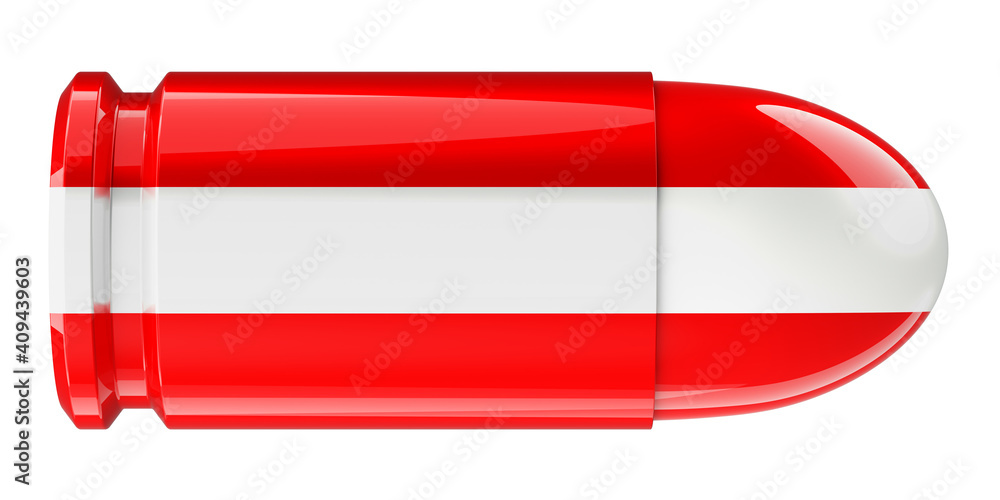 Poster bullet with austrian flag, 3d rendering