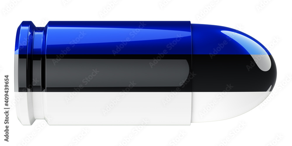 Poster bullet with estonian flag, 3d rendering