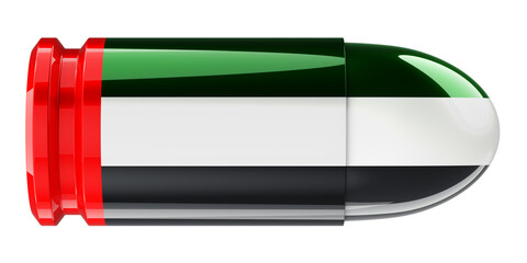Bullet with the UAE flag, 3D rendering