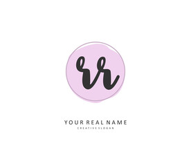 RR Initial letter handwriting and signature logo. A concept handwriting initial logo with template element.