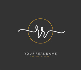 RR Initial letter handwriting and signature logo. A concept handwriting initial logo with template element.
