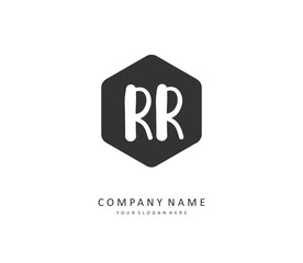 RR Initial letter handwriting and signature logo. A concept handwriting initial logo with template element.