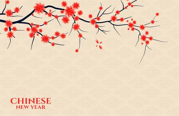 happy chinese new year with flower