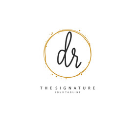 DR Initial letter handwriting and signature logo. A concept handwriting initial logo with template element.