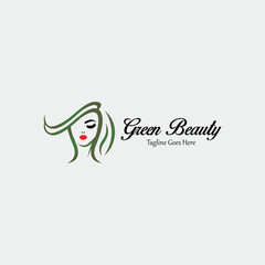 Green beauty logo design template. Vector illustration