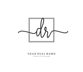 DR Initial letter handwriting and signature logo. A concept handwriting initial logo with template element.