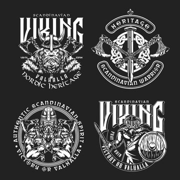 Vintage viking monochrome labels