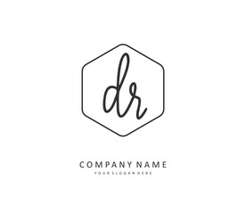 DR Initial letter handwriting and signature logo. A concept handwriting initial logo with template element.