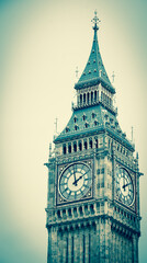 Fototapeta na wymiar Big Ben (London, UK). Retro aged photo. 