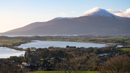 View of Mourne Mountains from Dundrum, Northern Ireland, UK