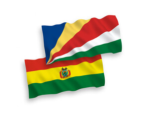 Flags of Bolivia and Seychelles on a white background