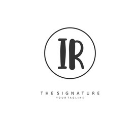 IR Initial letter handwriting and signature logo. A concept handwriting initial logo with template element.