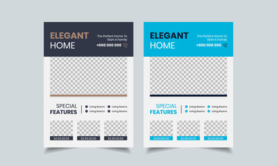 Obraz premium Real estate flyer design template, creative home for sale flyer, color a4 print ready flyer