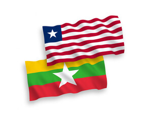 Flags of Liberia and Myanmar on a white background