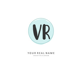 VR Initial letter handwriting and signature logo. A concept handwriting initial logo with template element.
