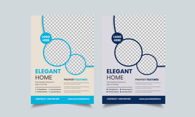 Real estate flyer design template, creative home for sale flyer, color a4 print ready flyer