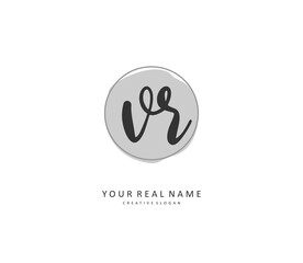 VR Initial letter handwriting and signature logo. A concept handwriting initial logo with template element.
