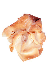 
Filo dough baked in the oven. Without filling on a white background