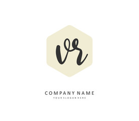 VR Initial letter handwriting and signature logo. A concept handwriting initial logo with template element.