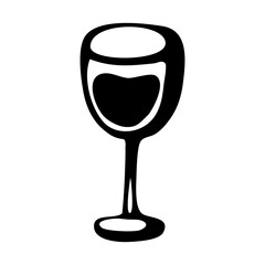 Vector wine glass, alcohol, line art, doodle, minimalistic picture, sketch.
