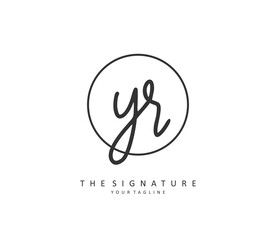 Fototapeta premium YR Initial letter handwriting and signature logo. A concept handwriting initial logo with template element.