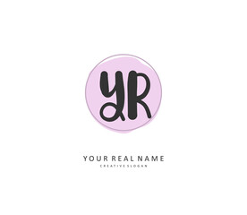 YR Initial letter handwriting and signature logo. A concept handwriting initial logo with template element.