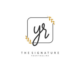 YR Initial letter handwriting and signature logo. A concept handwriting initial logo with template element.