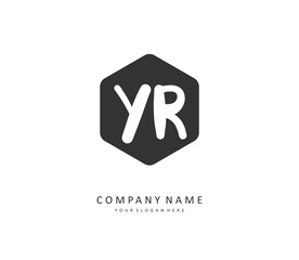 YR Initial letter handwriting and signature logo. A concept handwriting initial logo with template element.